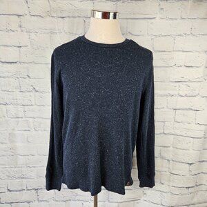 Lucky Brand Mens Size XL Blue Speckled Waffle Knit Thermal Long Sleeve Shirt